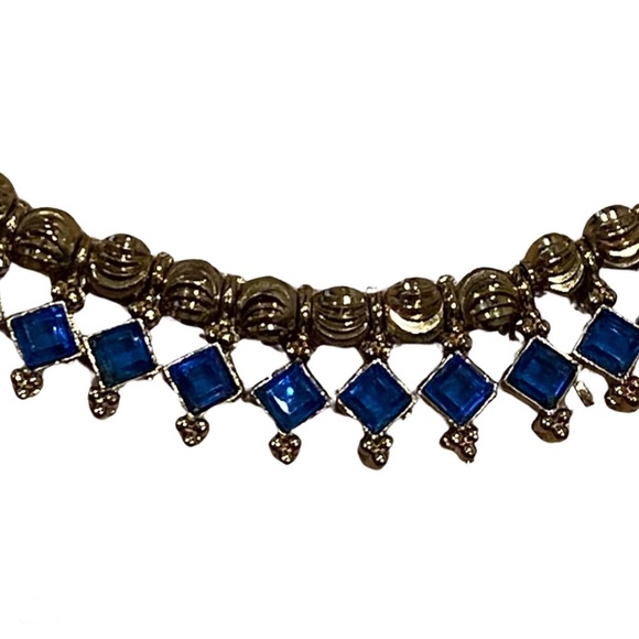 Indian Blue Stone Golden Bronze Necklace - Picture 3 of 4